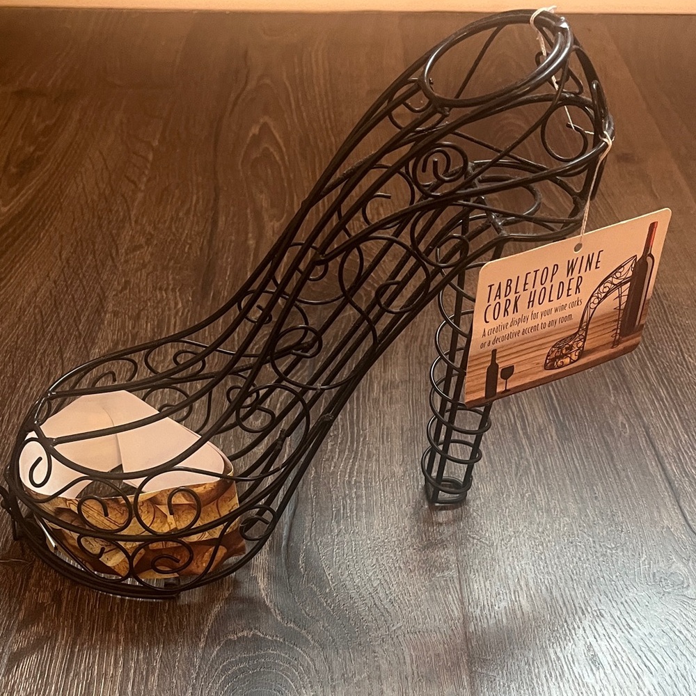Black Wire High Heel Cork Holder